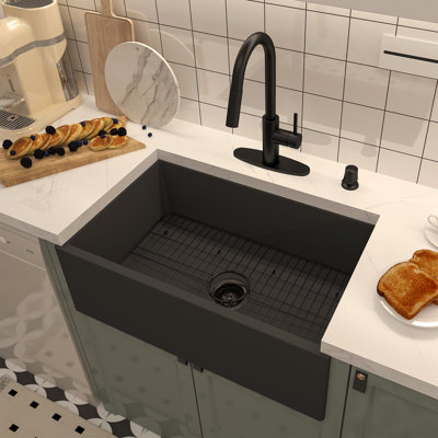 30"" L x 18"" W Farmhouse Kitchen Sink with Accessories -  CASAINC, CA-UF0130-BE