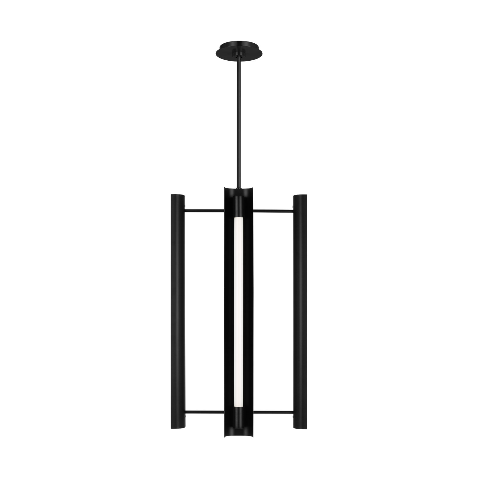 Acrylic Steel Dimmable LED Pendant, Midnight Black, 28" H x 16.13" W x 16.13" D, 4