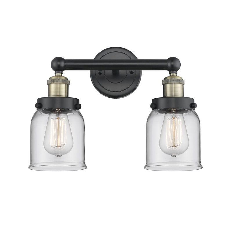 Éclairage pour meuble-lavabo à 2 lumières à intensité variable Corralitos, Transparent, Laiton antique noir