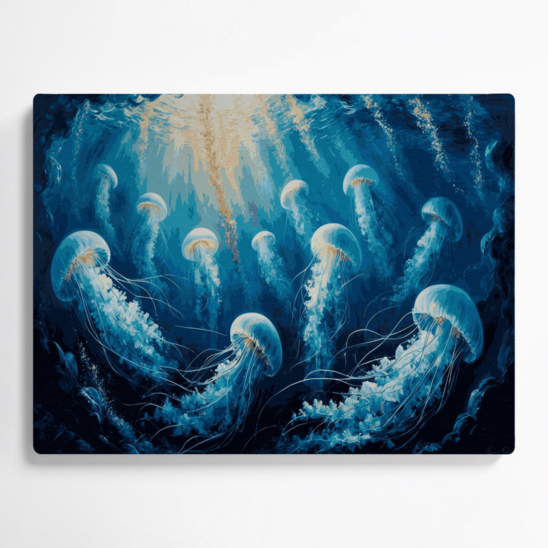 «Coastal Deep Sea Scene», art mural en métal bleu, H 12 po x l 18 po