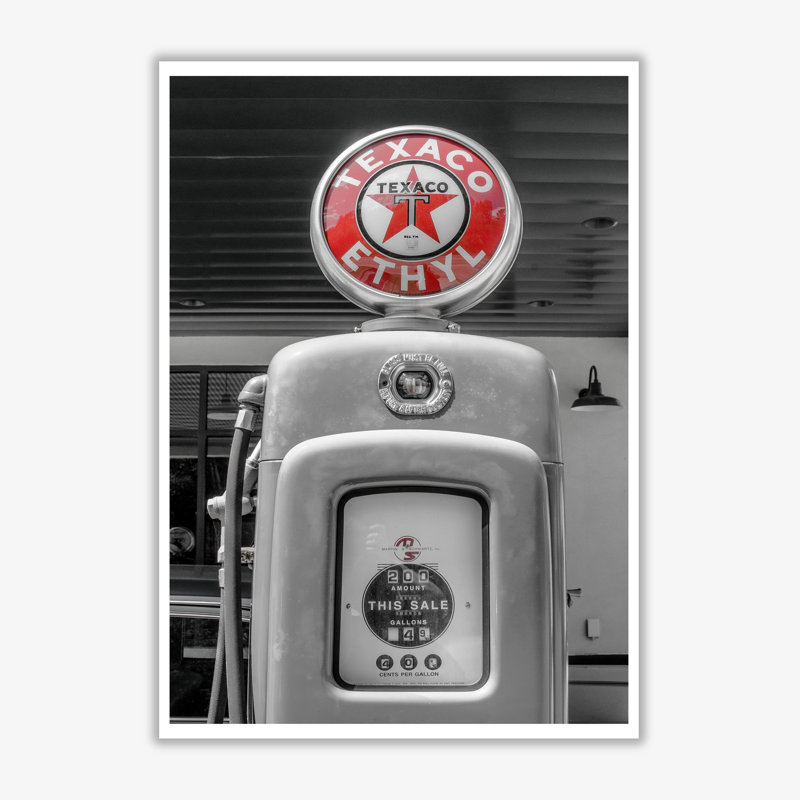 Texaco Gas Pump - Print, No Frame, 30 cm H x 21 cm W x 1 cm D