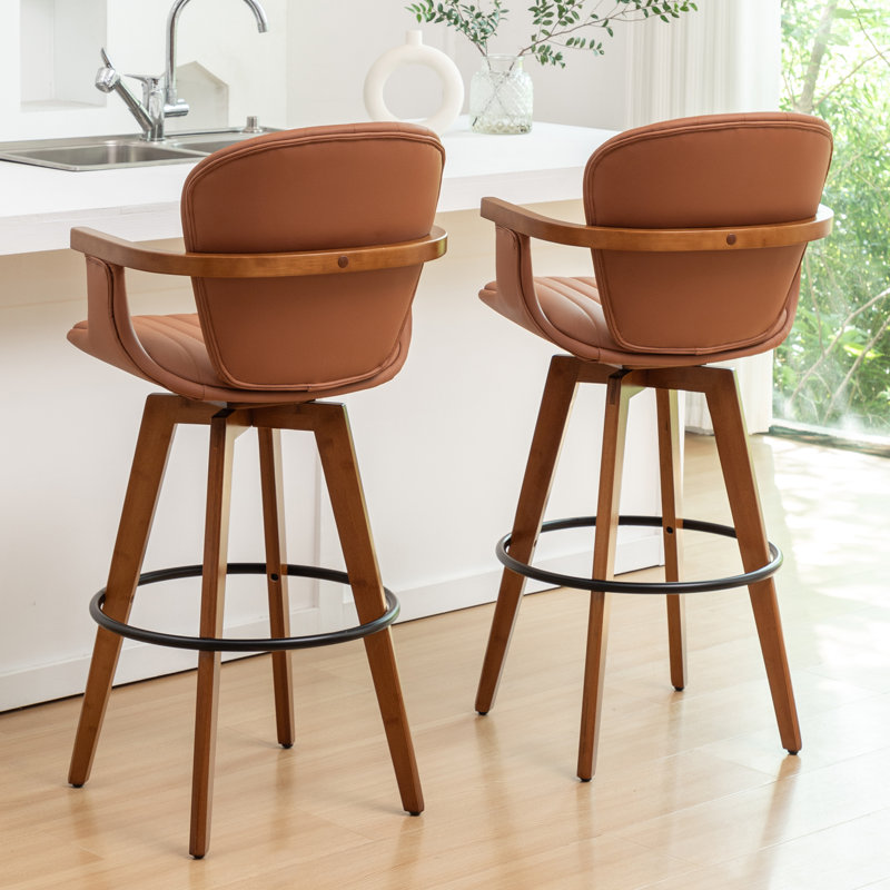 Kelsch Swivel Bar Stool, Brown, Bar Stool (76.2cm Seat Height)