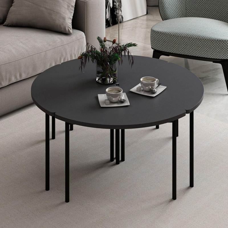 Modern Anthracite Coffee Table, 35.4 x 16.5 x 16.5 inches | 100% Melamine Coated Particle Board, Thickness: 0.7 inches | Stylish Solid Color Design, Perfect for Living Room & Contemporary Spaces, Durable & Elegant