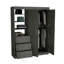 Armoire avec porte double, trois tiroirs, tablette à 3 niveaux et double tringle