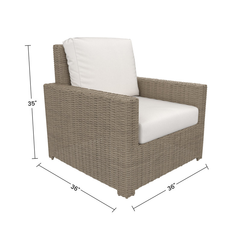 Chaise d'extérieur Henri avec coussins Sunbrella, Tissu naturel Sunbrella