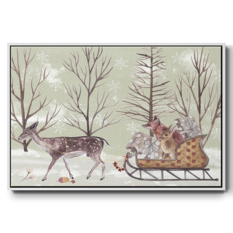 Christmas Time II, toile tendue avec châssis, H 17 po x l 25 po x P 1,5 po, Papier avec cadre blanc flottant