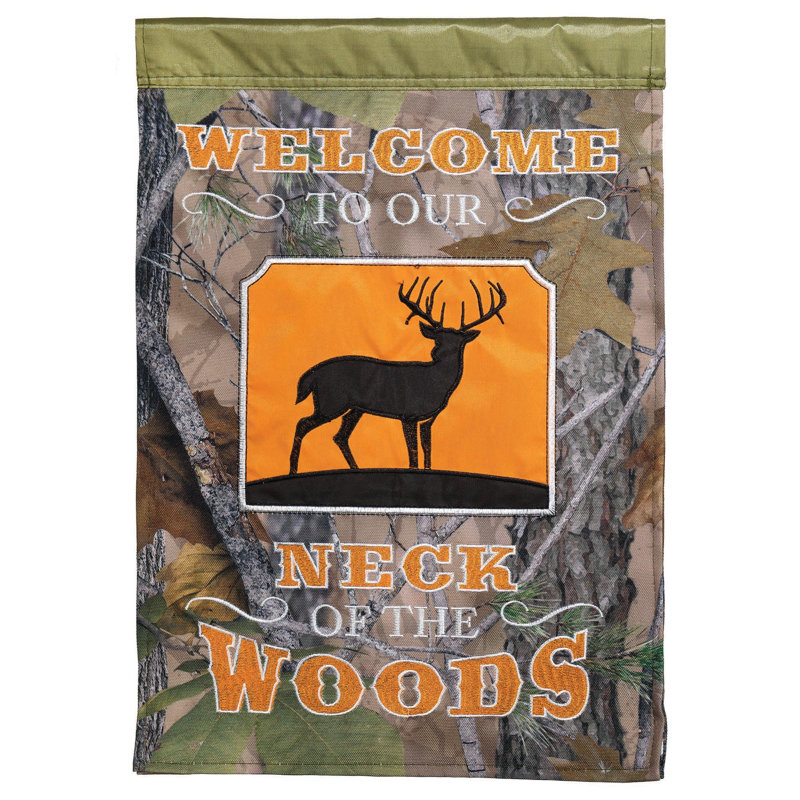 Drapeau de jardin en polyester 18 po x 13 po Welcome Woods, H 18 po x l 13 po