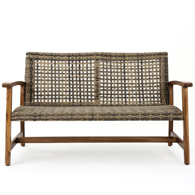 Natural + Grey With Wood Back And Seat Frame For A Relaxing Outdoor Experience, Natural/Gray