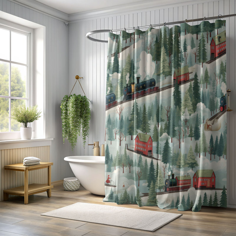 Polar Express - Rideau de douche Premium, H 74 po x l 71 po