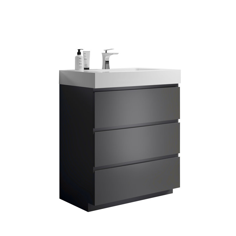 Meuble-lavabo autoportant avec grand lavabo et rangement