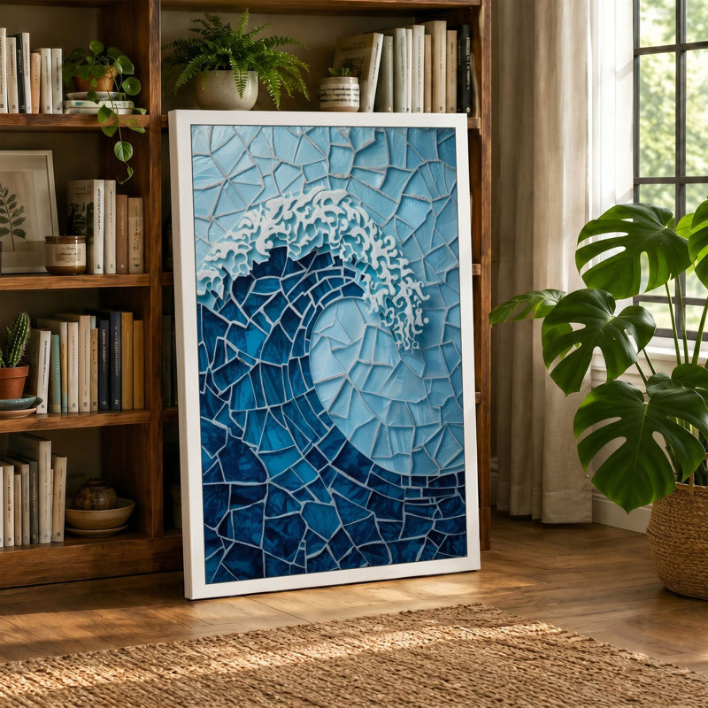 Mosaic Wave Abstract - Wrapped Canvas, 18x12 - 45.7 x 30.5 cm, White Border