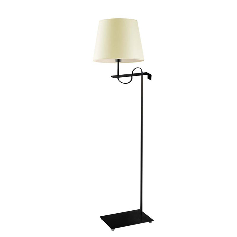 Arlester 170cm Swing Arm Floor Lamp, Black, Ecru