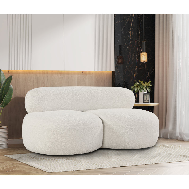 Isia Upholstered 65'' Loveseat, Cream Boucle Fabric