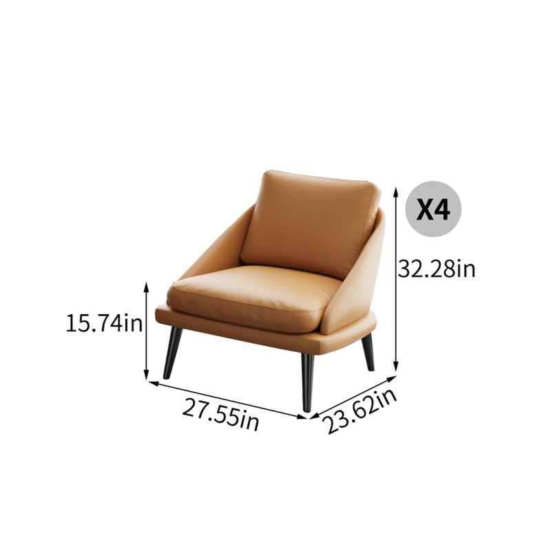 Modern Simple Yellow Faux Leather Sofa Chairs