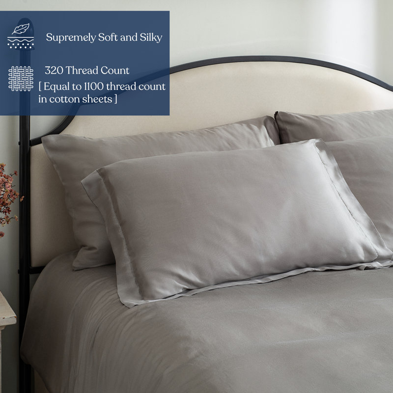 Delara 100% Eucalyptus Lyocell TENCEL™ Cooling Fitted Sheet Set – Soft, Silky & Breathable, Dove