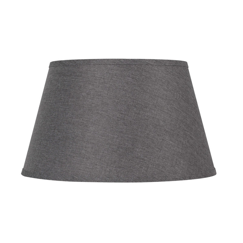 Abat-jour rond à couverture rigide en lin gris, gris