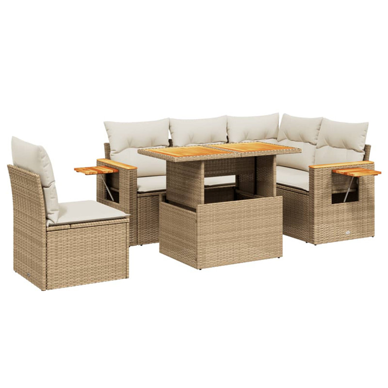  Ensemble de canapé de jardin modulaire en PE rotin beige