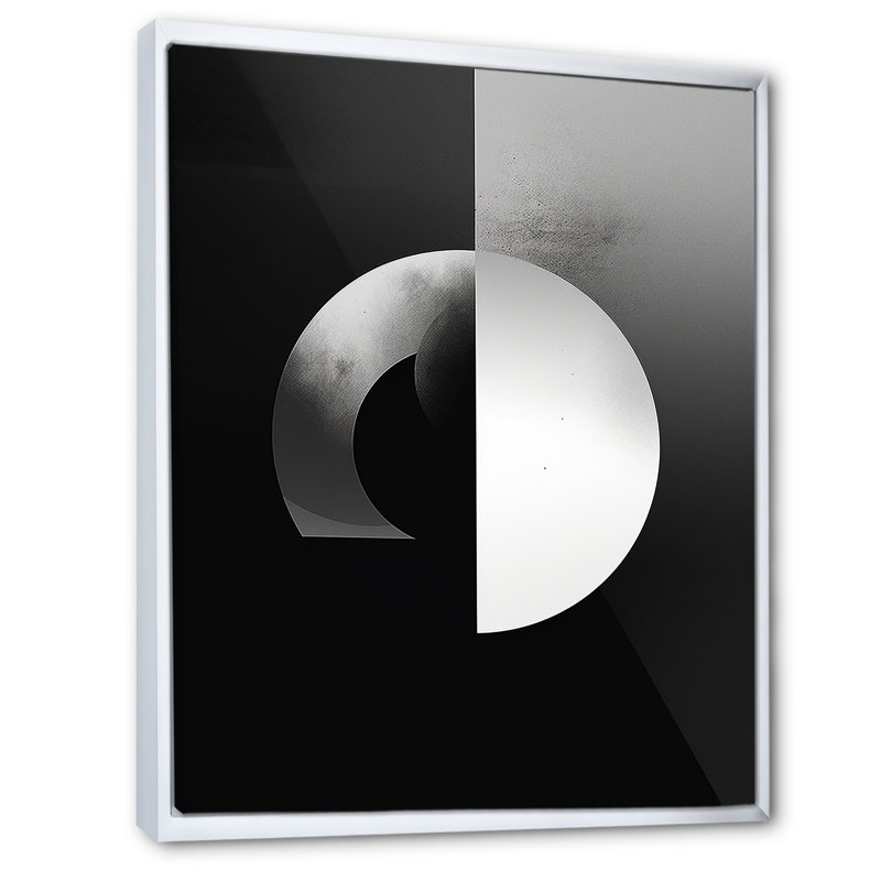 " Essential Existance Circular Geometrics I ", 32" H x 16" W x 1" D, White Floater Framed