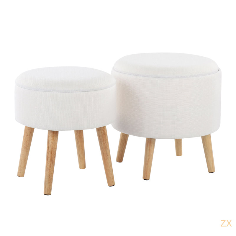 Repose-pieds avec rangement Tray, Crème