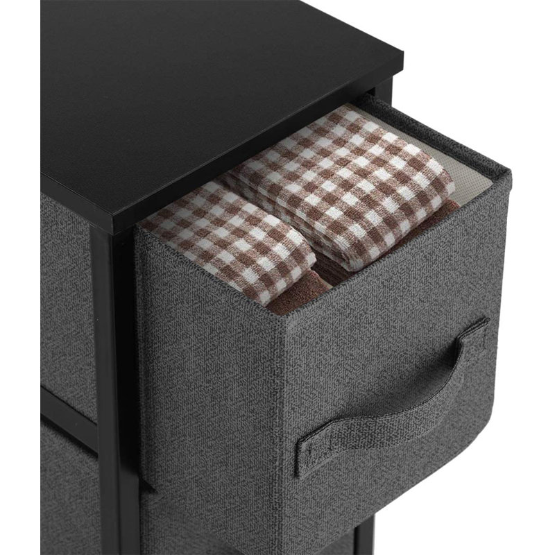 Commode 4 tiroirs H 19 po Hoghni, Noir clair