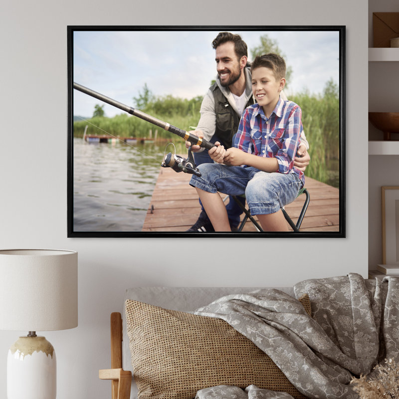 " Hunter S Fishing Pursuit II ", 30" H x 40" W x 1.5" D, Black Floater Framed