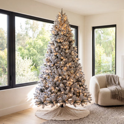 Flocked 9' Pre-Lit Pine Christmas Tree