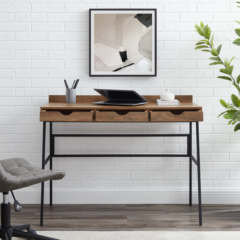 Canal 3-Drawer 42" Writing Desk, Rustic Oak