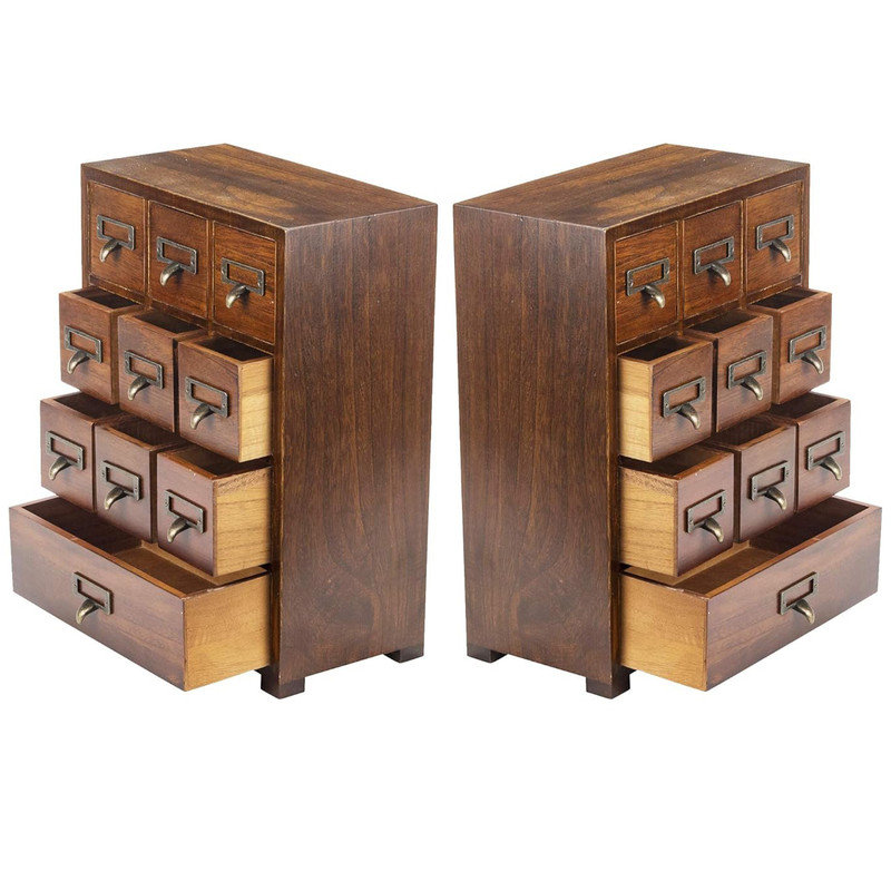 Red Barrel Studio® Library Card Catalog Solid Wood Small Curio