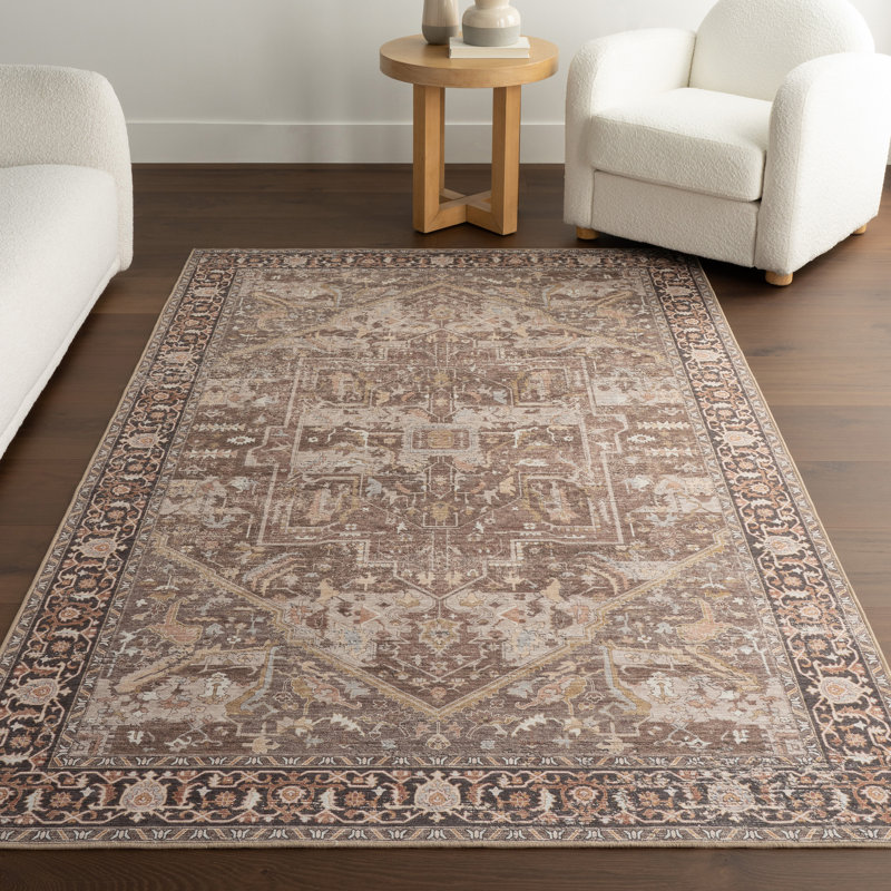 Phoebe Medallion SplashGuard Machine Washable Area Rug, Rectangle 8' x 10'