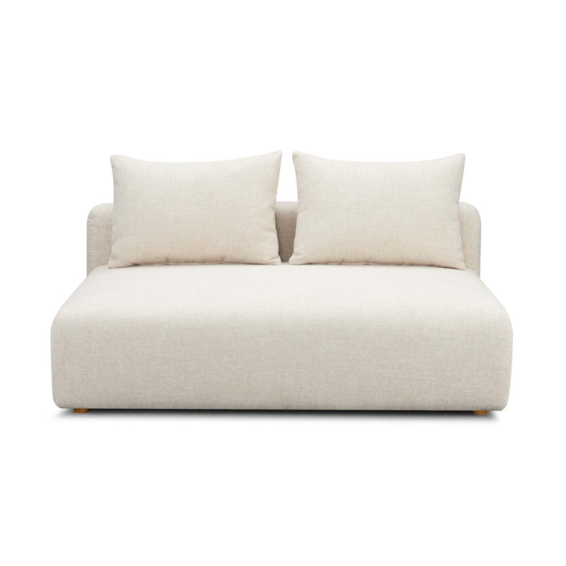 Chiemi Cheryll Textured Fabric Modular Loveseat, Crème, crème