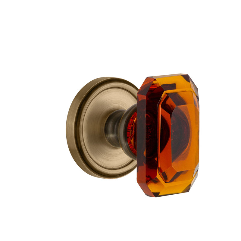Bouton de porte Grandette Georgetown Rosette Passage avec baguette en cristal, 2 3/8", Laiton rétro