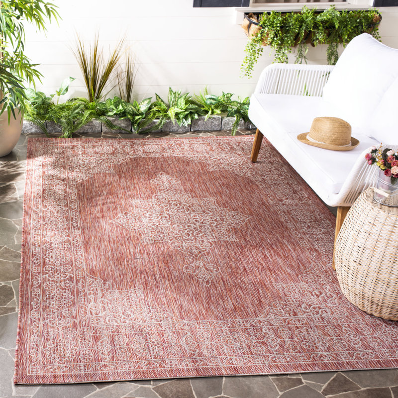 Arneshia Oriental Rust Indoor/Outdoor Area Rug, Rectangle 5'3" x 7'7"