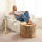 Millwood Pines Large Pouf Ottoman Stuffed Round Poufs Funny Wood Log Trunk Ottomans for Living Room Foot Rest Footstool for Under Desk, Compression-1639999432