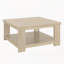 Table basse carrée avec tablette de rangement à 2 niveaux, table basse en bois naturel pour le salon