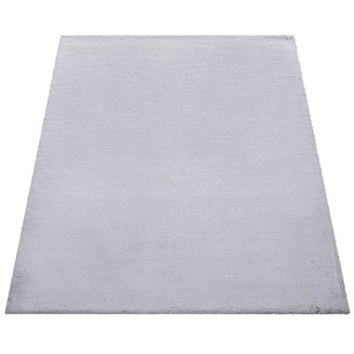 Super Soft Area Rug Fluffy High Pile Cosy Luxurious Touch In Solid Grey -  Latitude RunÂ®, 458A0604648C435ABEBF2C834F306AA6