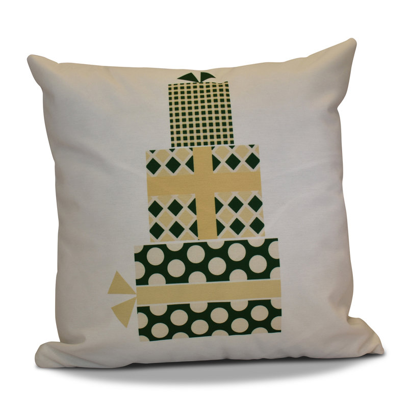Housse de coussin et insert de noël carrés, H 16 po x l 16 po, Vert / Jaune