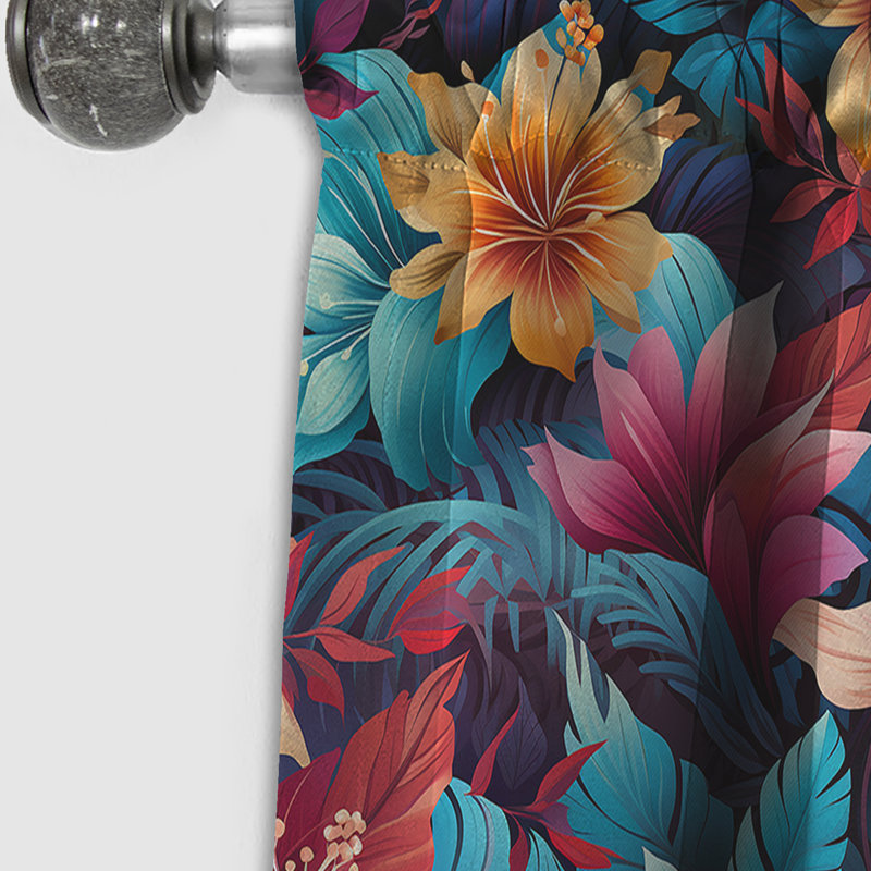 Tropical Mirage - motif tropical Vii - rideau floral - rideau occultant en velours - 1 panneau, L 52 po x L 108 po