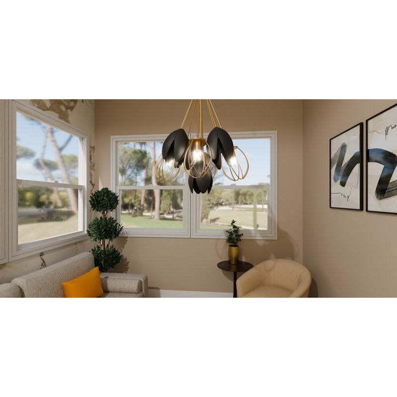 Giulian 4-Light Brushed Weathered Brass Pendant Light