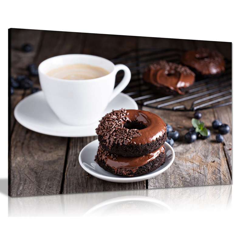 Brown A Cup Of Coffee Doughnut - Wrapped Canvas Print, 31cm H x 20cm W