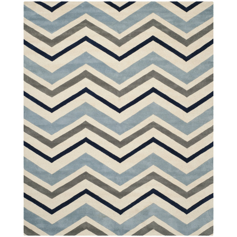 Teresita Hand Tufted Wool Chevron Rug, Rectangle 8'9" x 12'