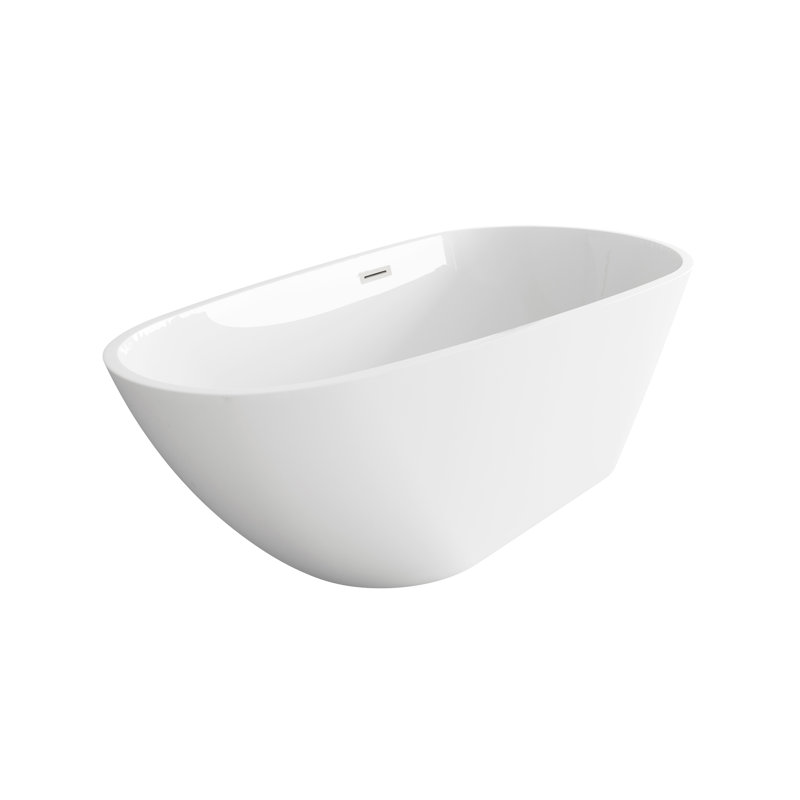 67 Inch Bathtub in Glossy White with Trim, Brushed Nickel