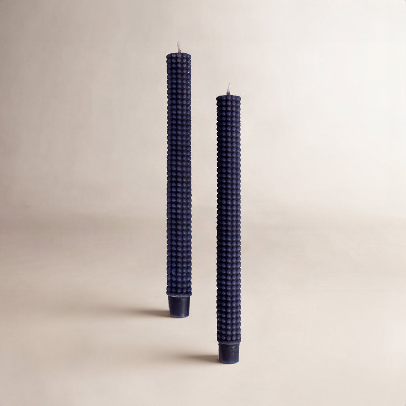 Hobnail Taper Candles in Box, Navy Blue, Navy