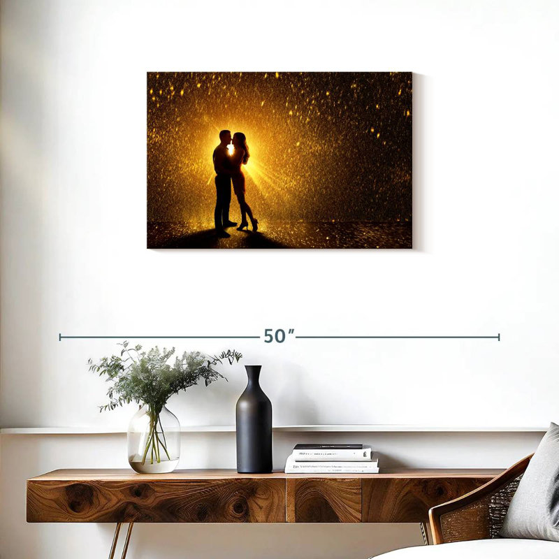 Couple de Hardie sous la pluie, H 20 po x l 30 po