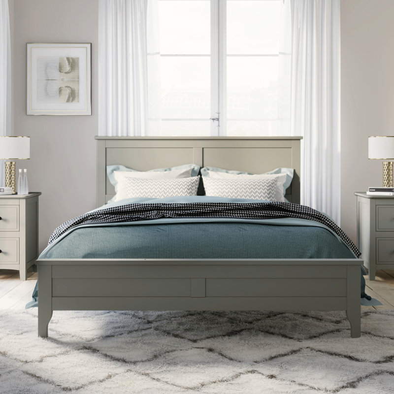 Grand lit plateforme Modern, gris, Lit double
