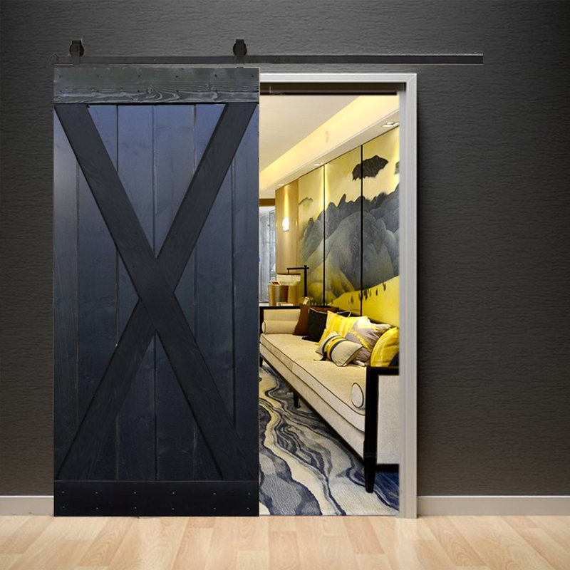 Panelled Wood Montaya Barn Door, Choco Black, 36" x 84"