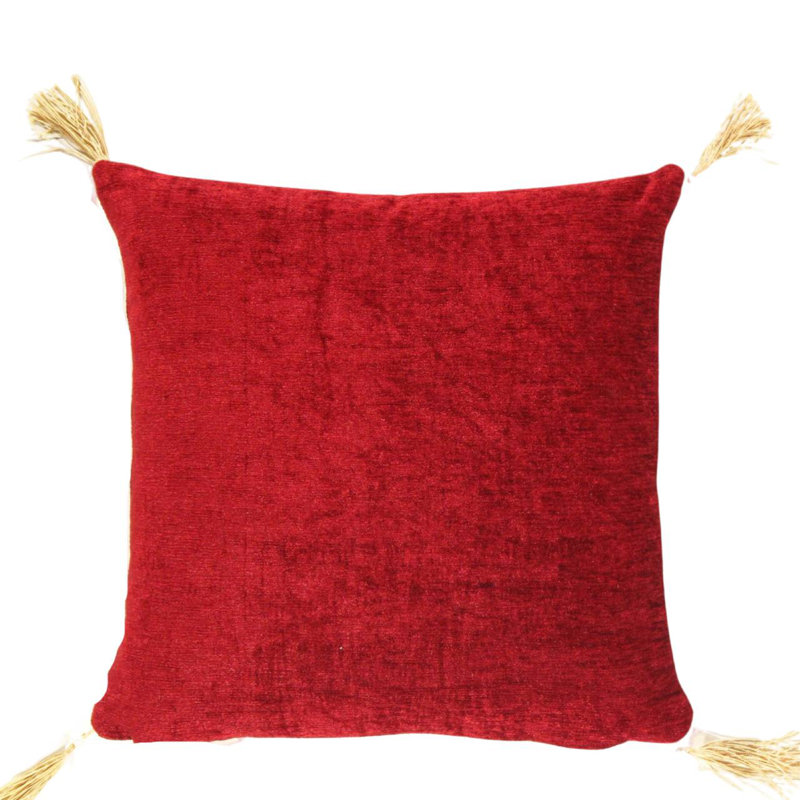 Moroccan Square Pillow Cover & Insert, Red/Gold Geometric