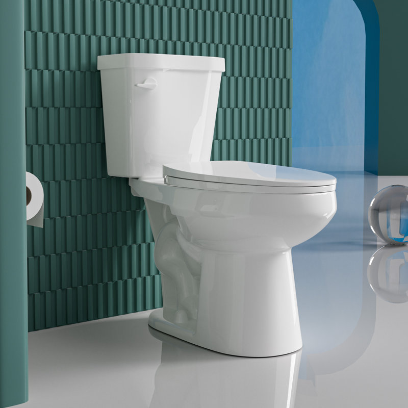 17" ADA Height Elongated Two Piece Tall Toilet for Seniors, 1.28 GPF Tornado Single Flush, MAP 1000g, White, White