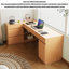Bureau simple en L en bois massif avec armoires de rangement-586196530