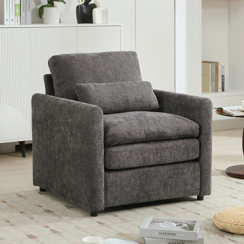 Fauteuil rembourré 31,9 "surdimensionné et confortable, Gris