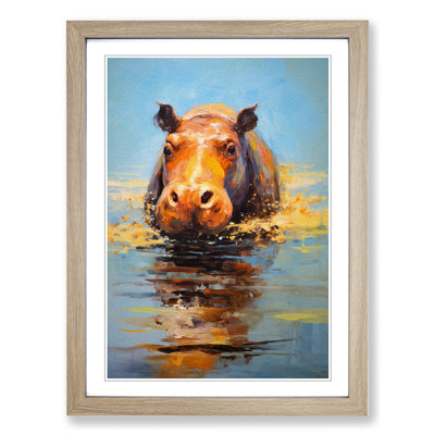 Hippo Impressionism - Framed Print